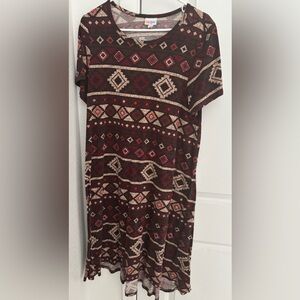 LuLaRoe Asymmetrical Dress in Red and Black